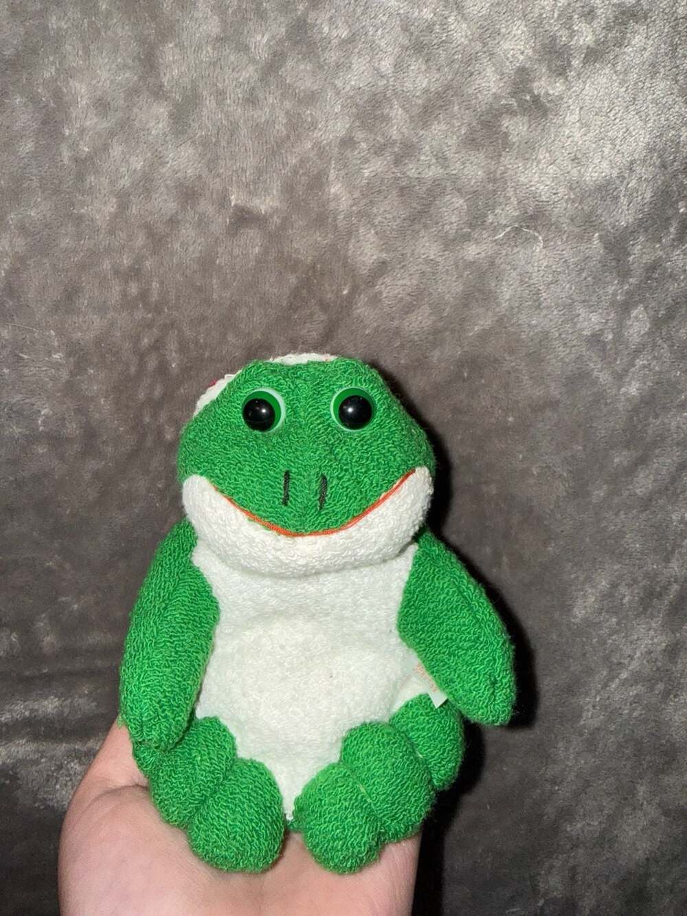 Vintage Russ Berrie Holiday Christmas Frog Plush with Santa Hat